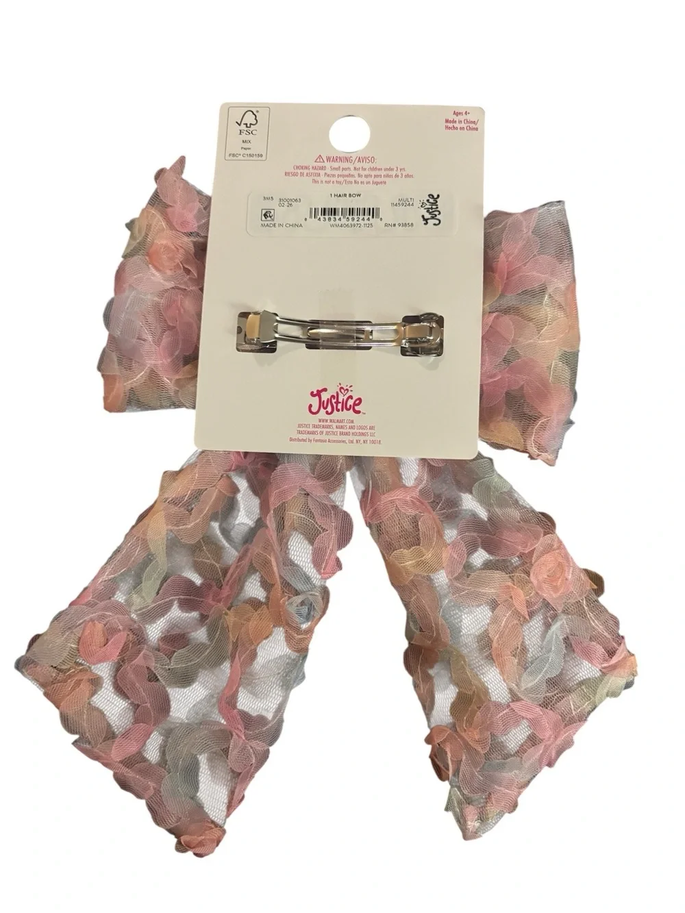 Justice Multi-Colored Floral Bow Hair Clip